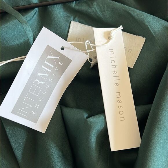 Michelle Mason Intermix 100% Silk Midi Dress One Shoulder Size 2 NWT - Picture 9 of 12